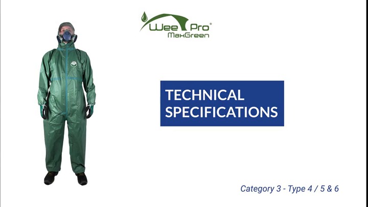 CHEMICAL PROTECTIVE SUIT - TYPE 4/5/6 WEEPRO MAX GREEN