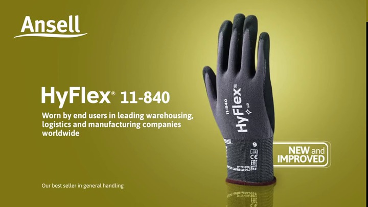 Ansell Hyflex Gloves Abrasion Resistant Fortix 11-840 Work Safety Glove AS/NZS 
